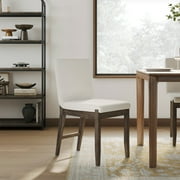 Nathan James Gracie Scandinavian Dining Chair with Cushion, Boucle Dining Chair with Solid Wood Frame, Cream Boucle/Dark Brown